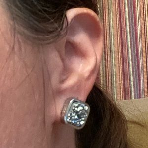 Drusy earrings gray silver tone fashion jewelry